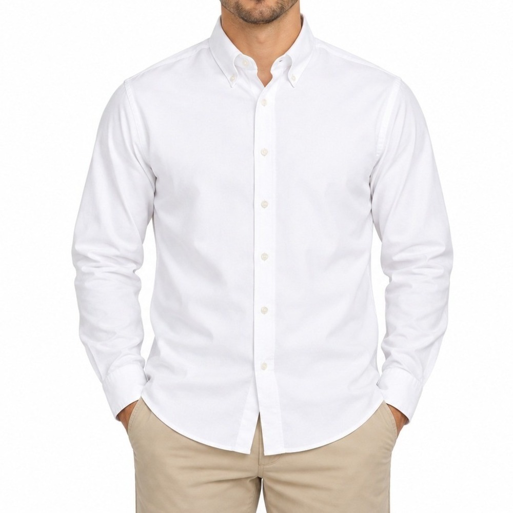 Eton Shirt Mens L White Contemporary Fit Oxford Button Down 937557 Luxury Dress